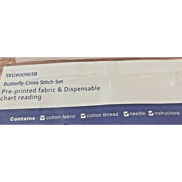 Cross Stitch Kit The Blue Butterfly Pattern 25x19cm Pre-Print 11CT Cotton Fabric - Picture 5 of 12